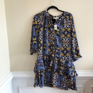 Loft floral tiered drop waist dress